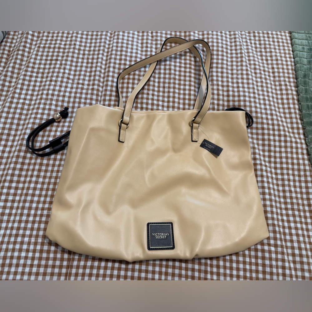 NWT Victoria's Secret Neutral Beige Tote with Dual Straps